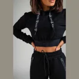 STRIX Damska krótka bluza z kapturem Essential Black · záber 2