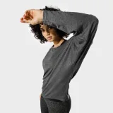 SQUATWOLF Women‘s T-shirt Batwing Top Black Marl · záber 3