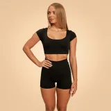 BeastPink Women‘s Sense Cropped T-shirt Black · záber 3