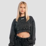GymBeam Women‘s Aura Cropped Sweatshirt Washed Black - Rozmiar: XS | Kolor: Czarny | Waga: 0,36 g | Opakowanie: 36 · záber 1