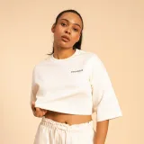 BeastPink Women‘s Serenity Cropped T-shirt Ivory - Rozmiar: XL | Kolor: Béžová | Waga: 0,273 g | Opakowanie: 70 · záber 1