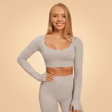 BeastPink Women‘s Sense Crop Top Grey - Rozmiar: XL | Kolor: Szary | Waga: 0,192 g · záber 1