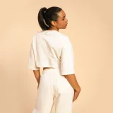 BeastPink Women‘s Serenity Cropped T-shirt Ivory - Rozmiar: XL | Kolor: Béžová | Waga: 0,273 g | Opakowanie: 70 · záber 3