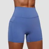 GymBeam Women‘s FIT Shorts Steel Blue - Rozmiar: XXL | Kolor: Niebieski | Waga: 0,105 g | Opakowanie: 150 · záber 4