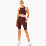 Ryderwear Damskie spodenki rowerowe z wysokim stanem i kieszeniami Reset Chocolate · záber 4