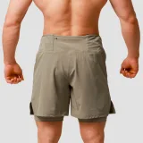 GymBeam Pulse Running shorts 2in1 Vetiver - Rozmiar: M | Kolor: Zielony | Waga: 0,2 g | Opakowanie: 70 · záber 4