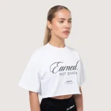 GymBeam Women‘s Earned Cropped T-shirt White - Rozmiar: M | Kolor: Biały | Waga: 0,1454 g | Opakowanie: 37 · záber 2