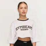 GymBeam Women‘s Varsity Oversized T-Shirt White - Rozmiar: L | Kolor: Biały | Waga: 0,2162 g | Opakowanie: 52 · záber 1