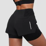 GymBeam Women‘s Pulse Running shorts 2in1 Black · záber 4