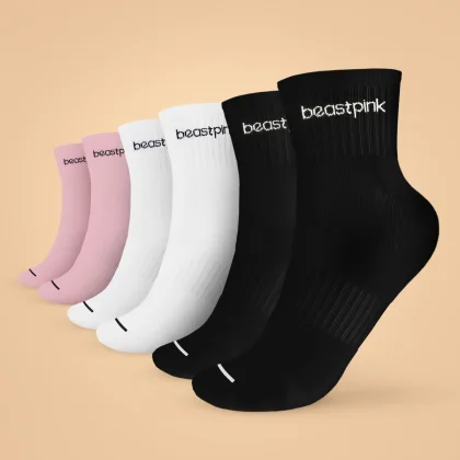 BeastPink Șosete Midhigh Socks 3Pack White Black Pink