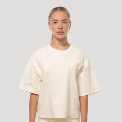 GymBeam Tricou pentru femei Oversized Mochi Cream