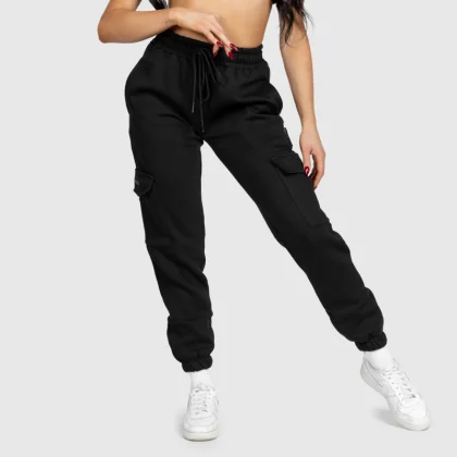 Pantaloni de trening damă Iron Aesthetics Cargo, negri