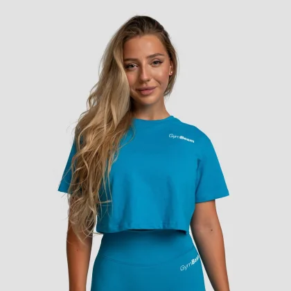GymBeam Tricou pentru femei Cropped Limitless Aquamarine