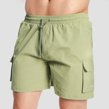 GymBeam Șort de baie pentru bărbați Cargo Olive