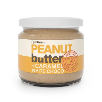 GymBeam Unt de arahide cu ciocolată albă și caramel