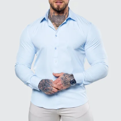 Cămașă elastică Iron Aesthetics Slim Stretch, albastru deschis