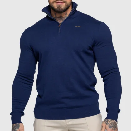 Pulover cu fermoar Iron Aesthetics Tomas, navy