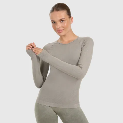 Dámsky rýchloschnúci slim longsleeve na jogu a pilates - zelený