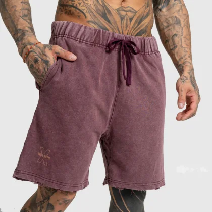Pantaloni scurți Iron Aesthetics X Washed, burgundy