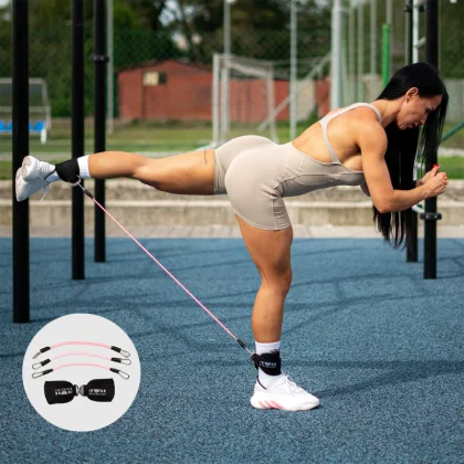 Expander de rezistență Iron Aesthetics Ankle Bands, roz