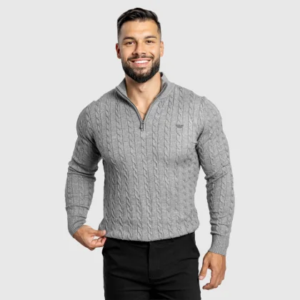 Pulover bărbați Cable Knit, gri