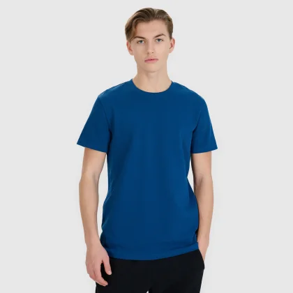 Pánske regular tričko zo štruktúrovanej pleteniny - tyrkysové