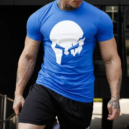 Tricou Ultrasoft Iron Aesthetics Skull, albastru