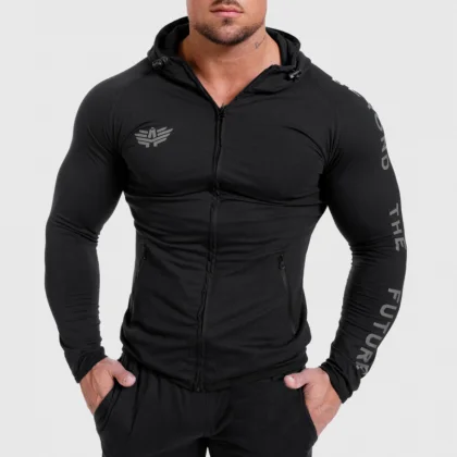 Hanorac Slim Fit pentru bărbați Beyond the Future, negru