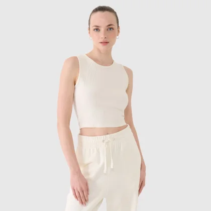Dámsky pletený crop top - biely