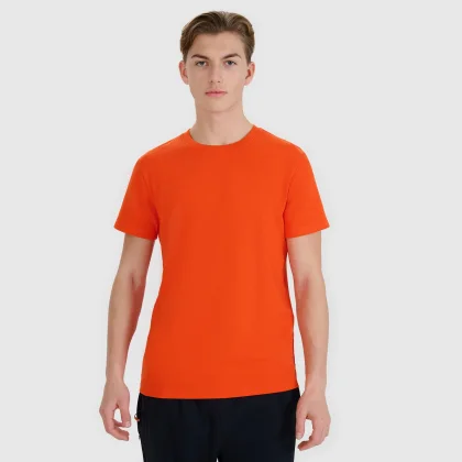 Pánske regular tričko zo štruktúrovanej pleteniny - oranžové