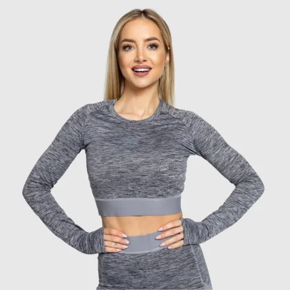 Crop top sport Iron Aesthetics Grande, gri