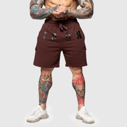 Pantaloni scurți de trening Iron Aesthetics College, maro