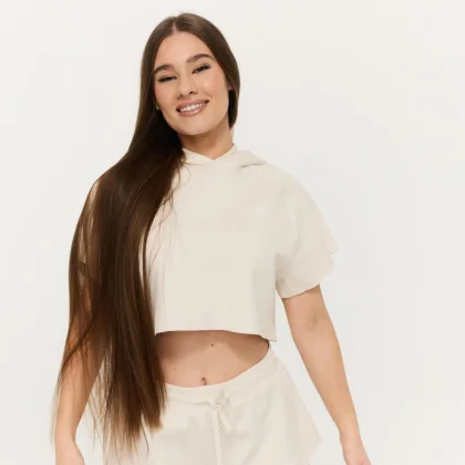 GymBeam Hanorac pentru femei Relay Cropped Pearl