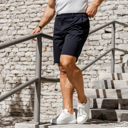 Pantaloni scurți bărbați Iron Aesthetics Chino Flex, navy