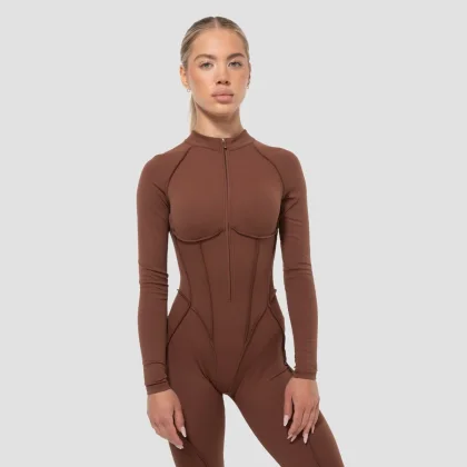 GymBeam Salopetă cu fermoar pentru femei Cosmo Brown