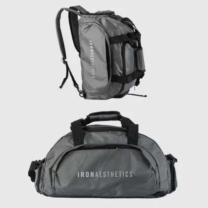 Geantă sport Iron Aesthetics FitKit 2in1, gri