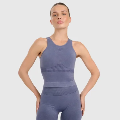 Dámsky slim rýchloschnúci top na jogu a pilates - tmavomodrý