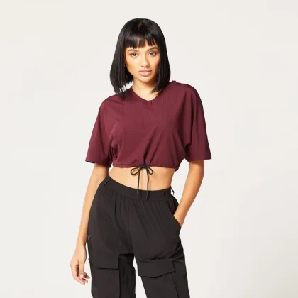 SQUATWOLF Tricou pentru femei Code Crop V Neck Red