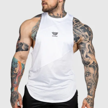 Maiou pentru antrenament Iron Aesthetics Gym Tank, alb