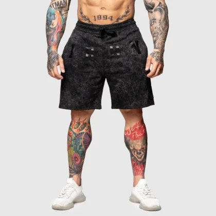 Pantaloni scurți de trening Iron Aesthetics College, washed black