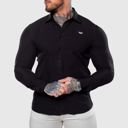 Cămașă elastică Iron Aesthetics Slim Stretch, neagră