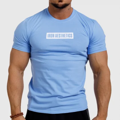 Tricou fitness pentru bărbați Iron Aesthetics Boxed, albastru