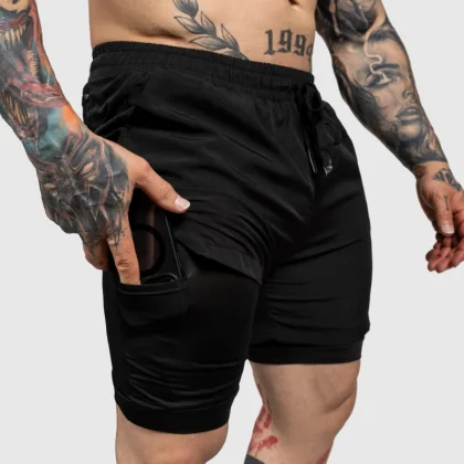 Șorturi funcționale Iron Aesthetics SweatPro 2in1, negre