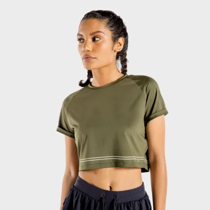 Tricou pentru femei Flux CropTop Khaki - SQUATWOLF