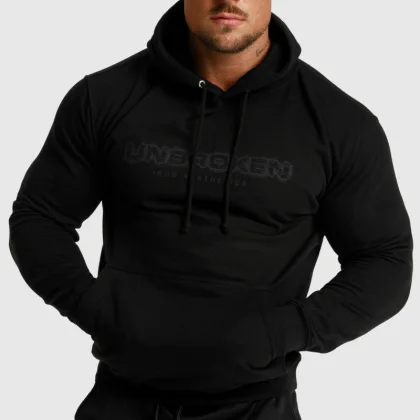 Hanorac fitness fără fermoar Iron Aesthetics Unbroken, negru