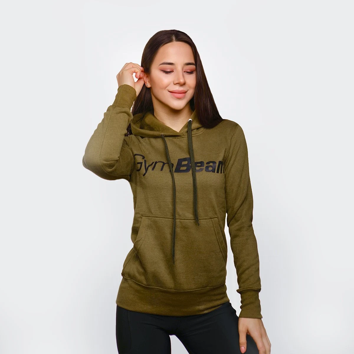 GymBeam Women‘s Hoodie Athlete Military Green · záber 1