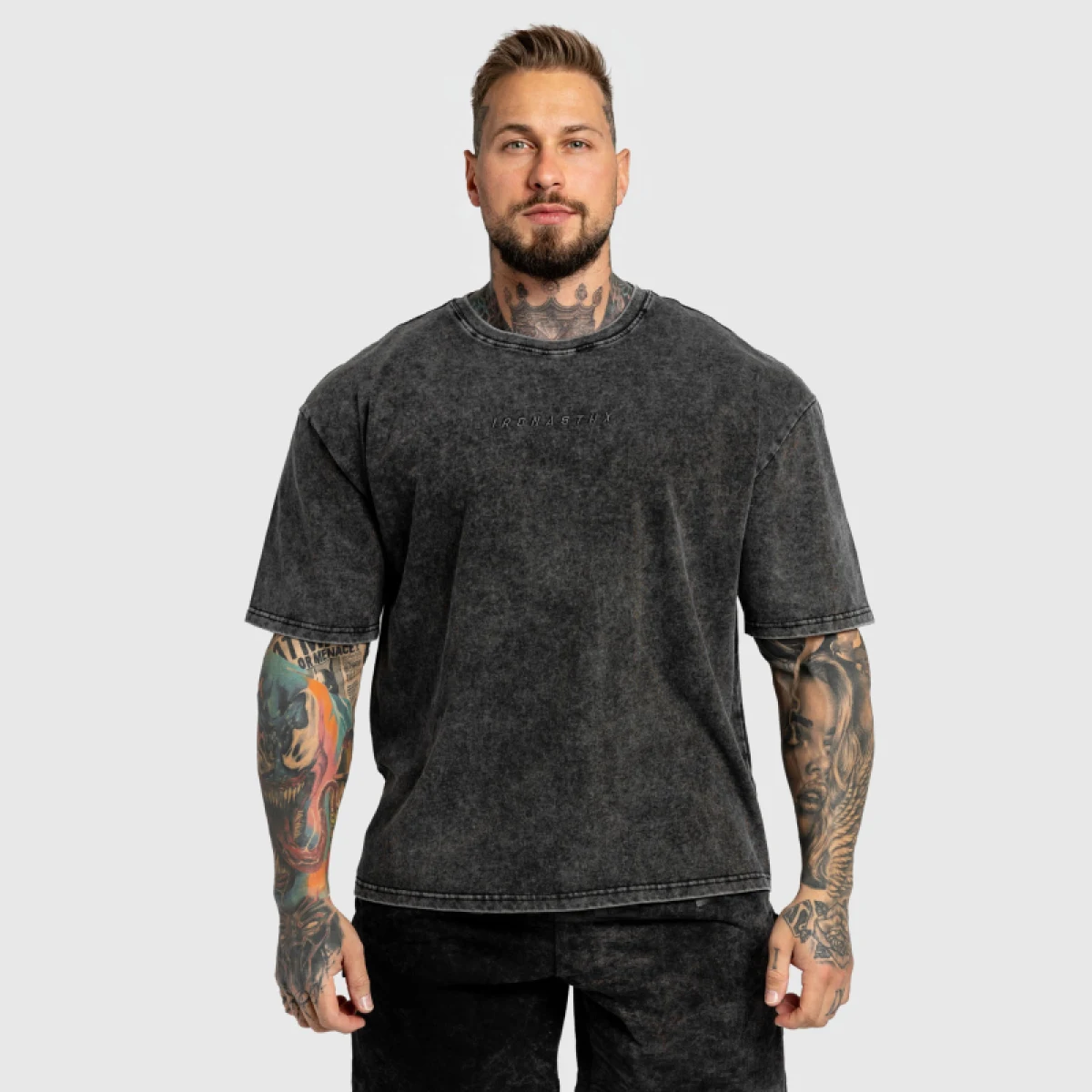 Tricou oversized Iron Aesthetics Heritage, washed black · záber 1