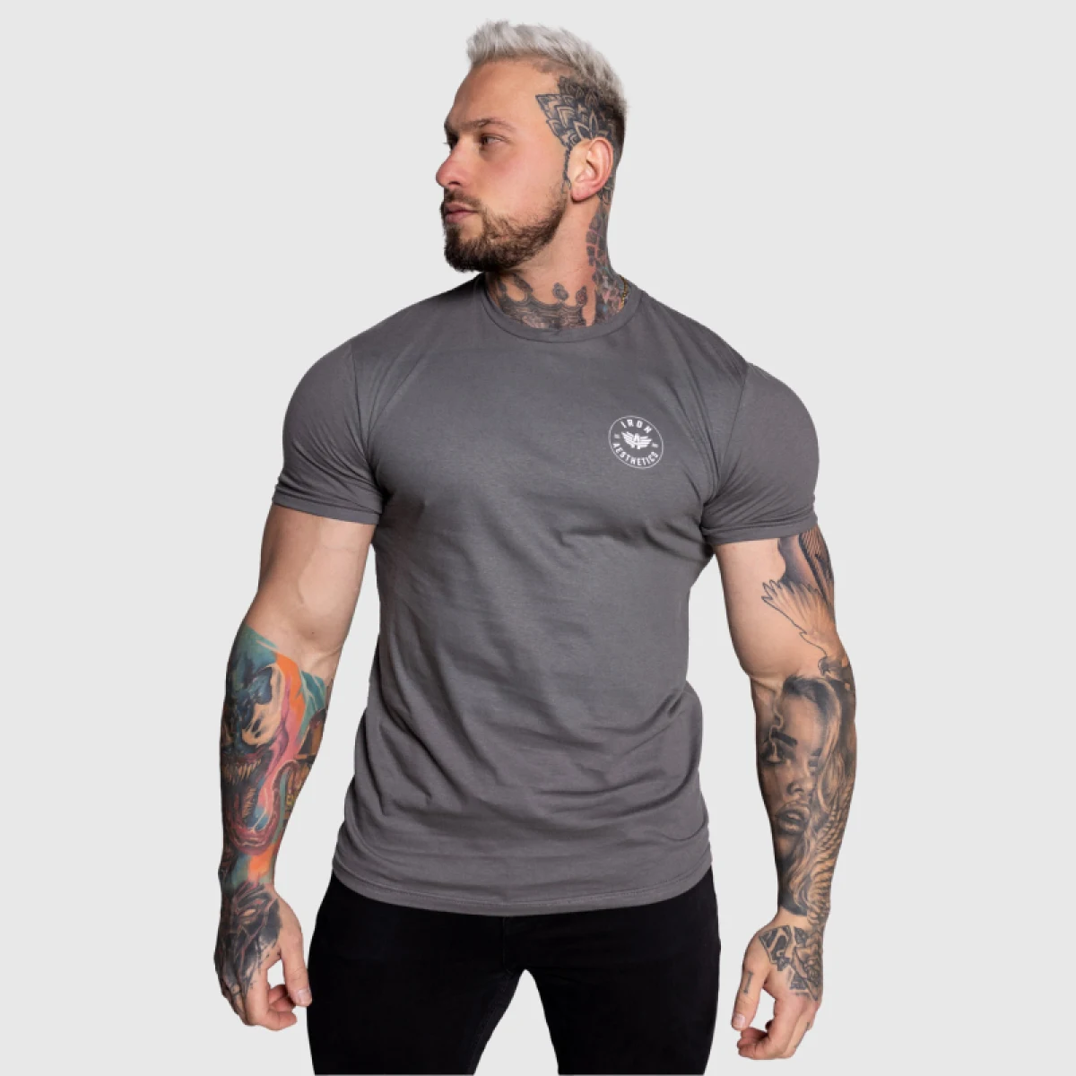 Tricou sport pentru bărbați Iron Aesthetics Circle, charcoal · záber 1