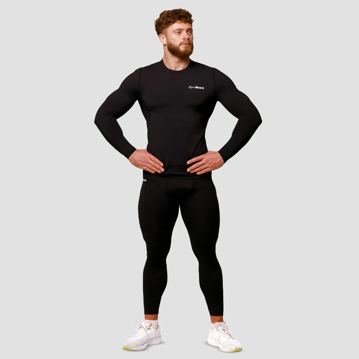 GymBeam Tricou de compresie cu mânecă lungă Mid Black · záber 5