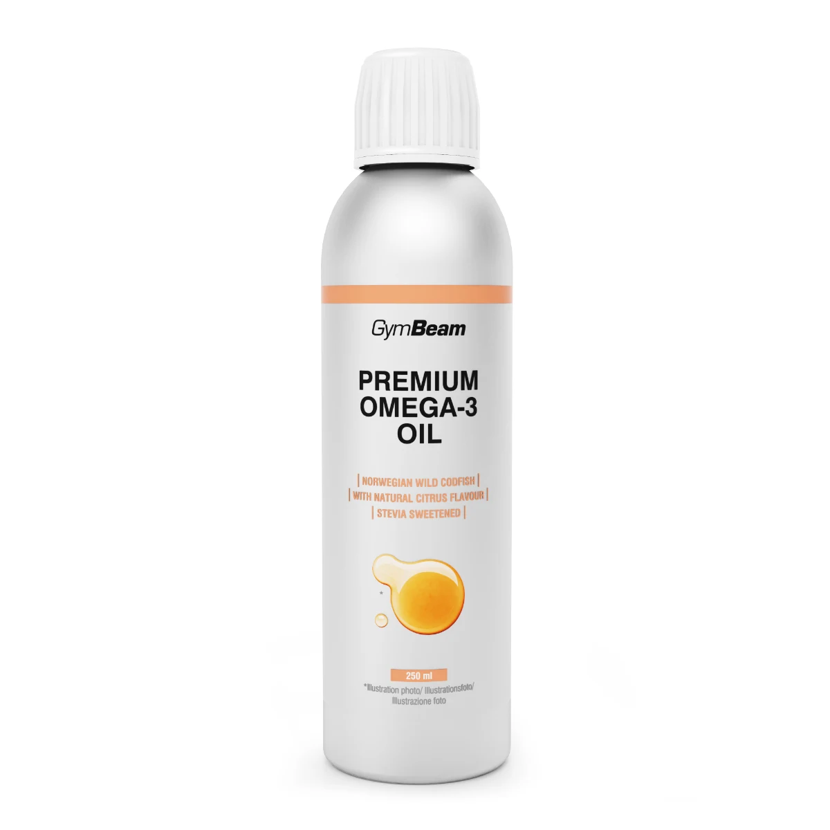 GymBeam Ulei de pește lichid premium Omega 3 cu aromă de citrice · záber 1